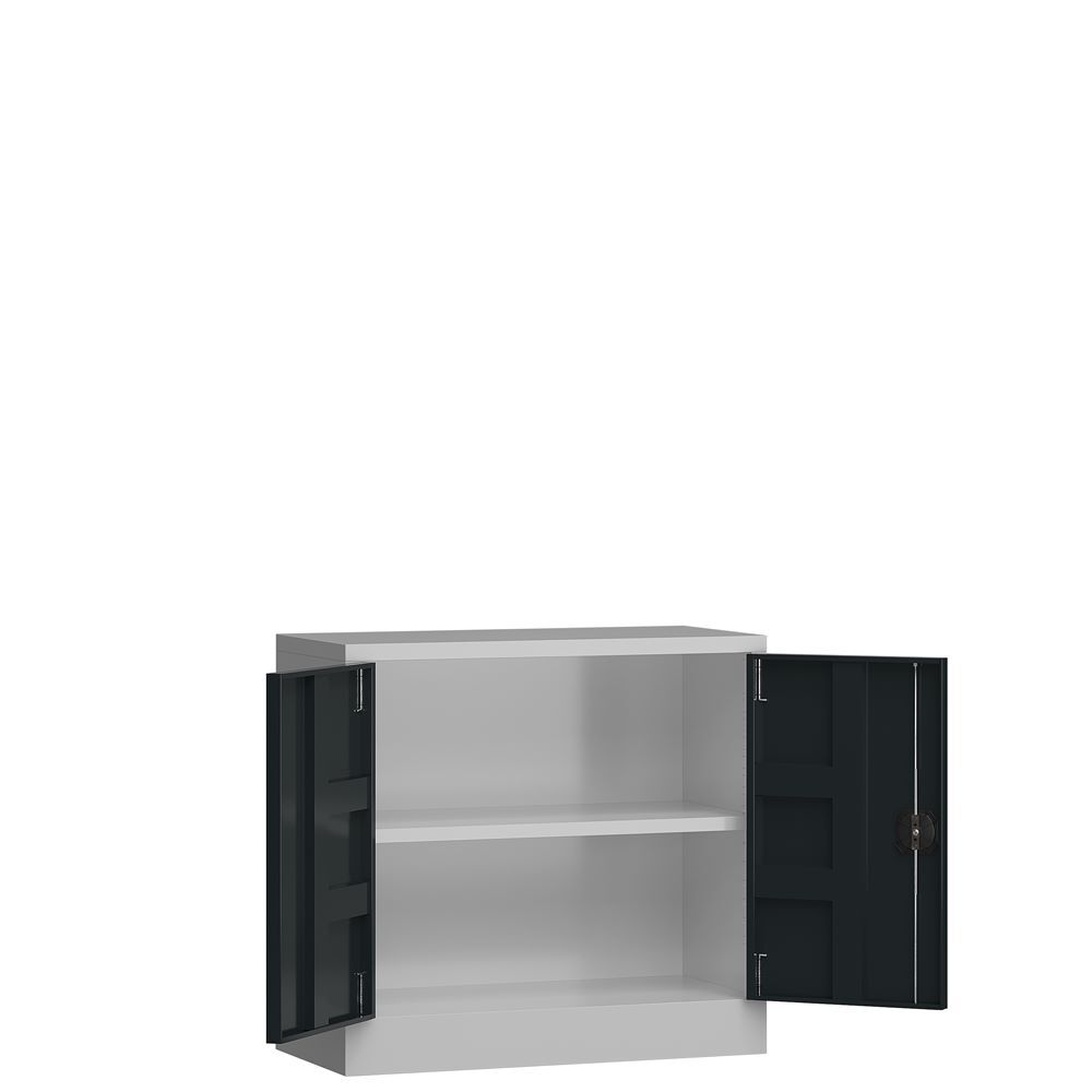 Produktbild ClassiX Flügeltürenschrank, 750 x 800 x 380 mm, lichtgrau/anthrazit bild 2