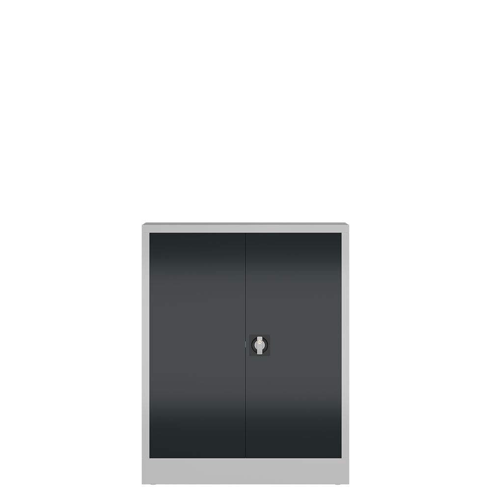 Produktbild ClassiX Flügeltürenschrank, 1000 x 800 x 380 mm, lichtgrau/anthrazit bild 3