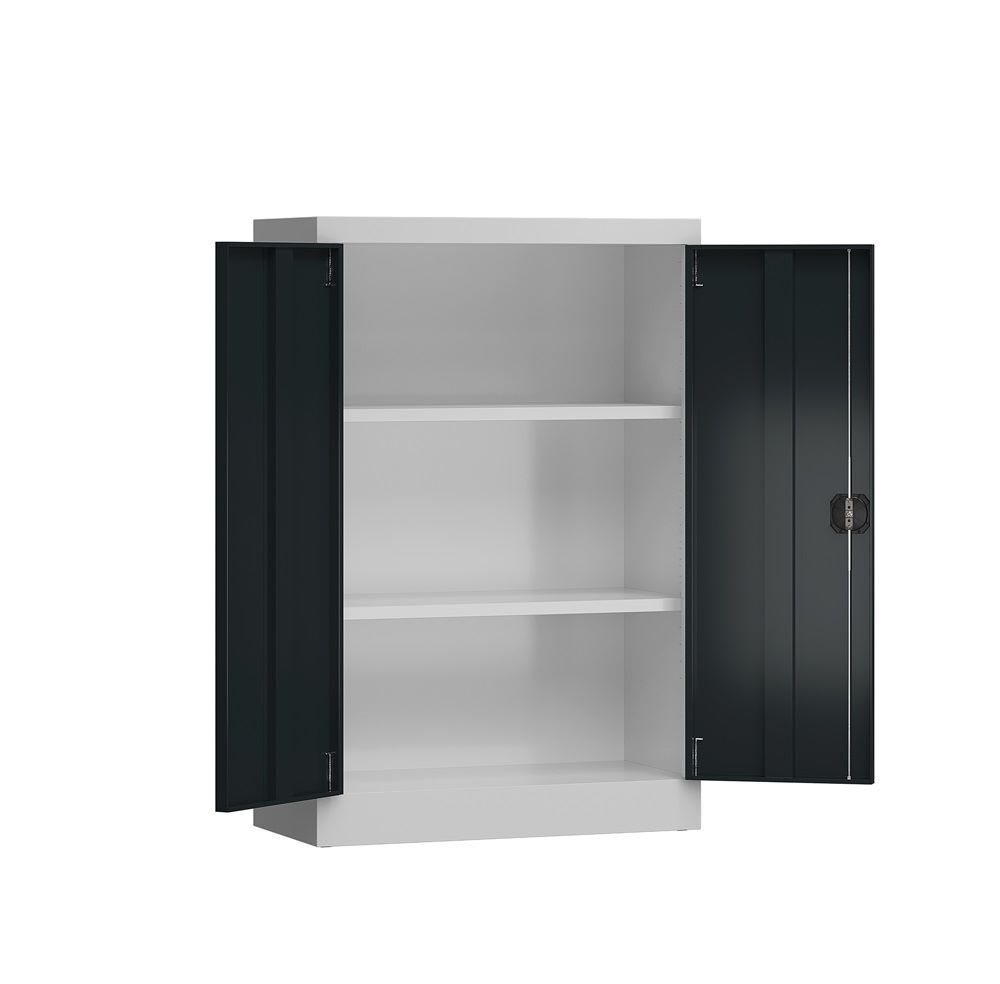 Produktbild ClassiX Flügeltürenschrank, 1200 x 920 x 420 mm, lichtgrau/anthrazit bild 2