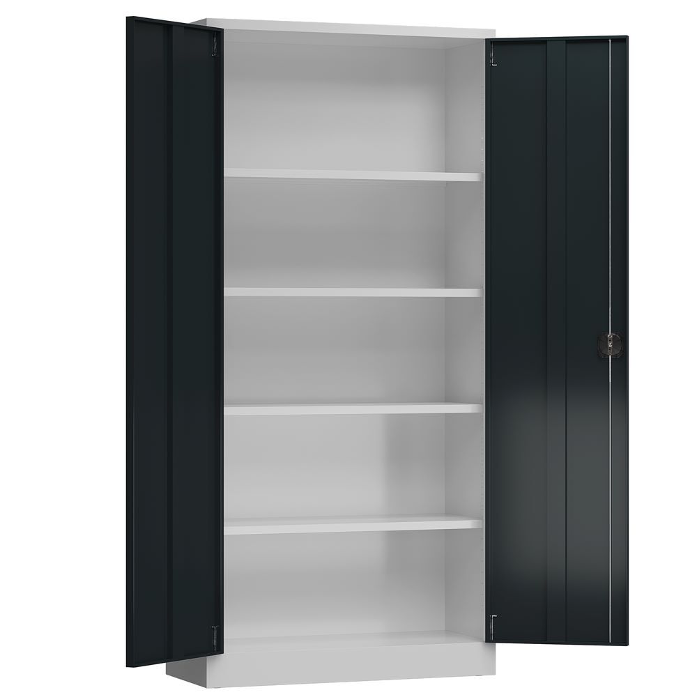Produktbild ClassiX Flügeltürenschrank, 1945 x 920 x 500 mm, lichtgrau/anthrazit bild 3