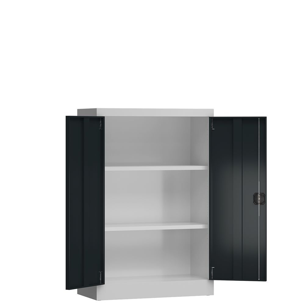 Produktbild ClassiX Flügeltürenschrank, 1200 x 800 x 380 mm, lichtgrau/anthrazitgrau bild 3