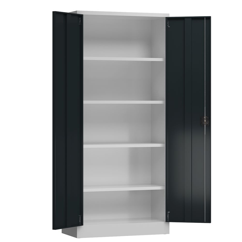 Produktbild ClassiX Flügeltürenschrank, 1800 x 800 x 380 mm, lichtgrau/anthrazitgrau bild 3