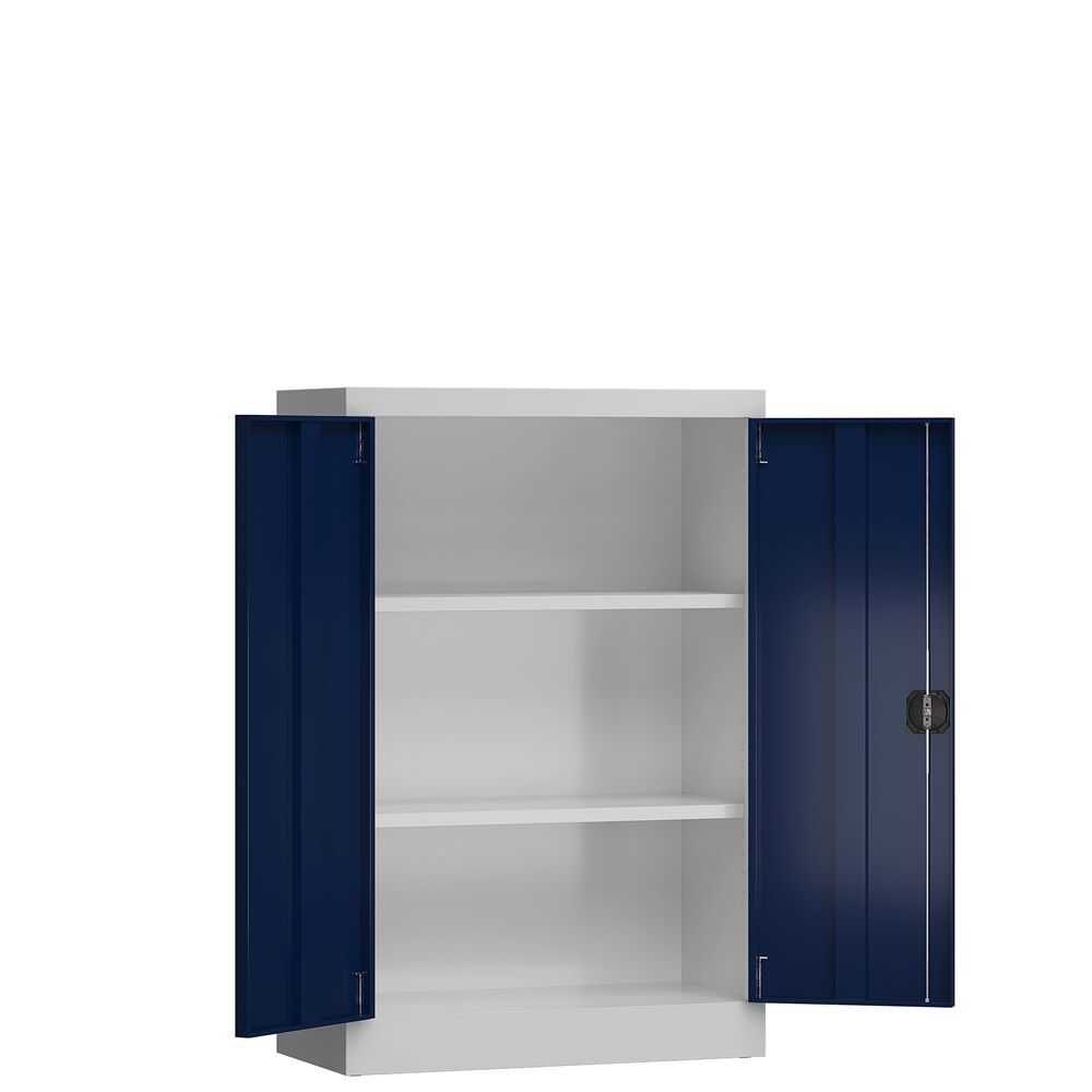 Produktbild ClassiX Flügeltürenschrank, 1200 x 800 x 380 mm, lichtgrau/enzianblau bild 3