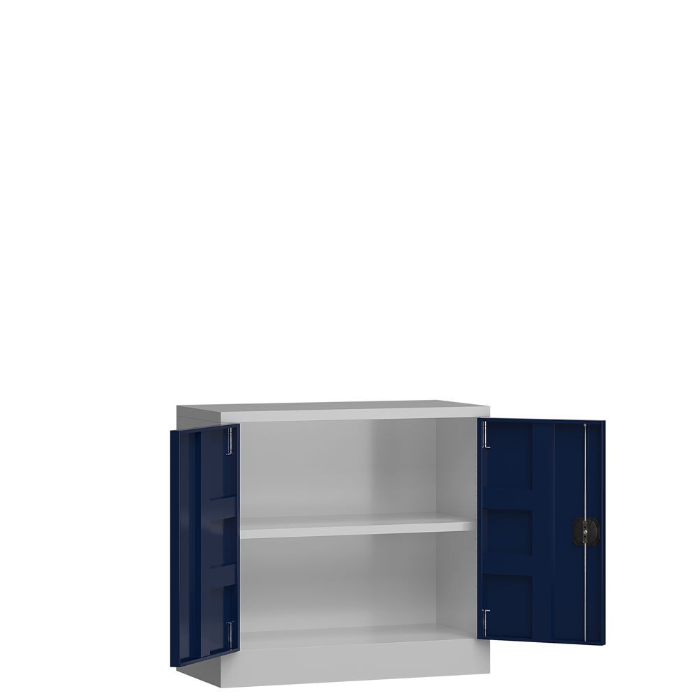 Produktbild ClassiX Flügeltürenschrank, 750 x 800 x 380 mm, lichtgrau/enzianblau bild 2