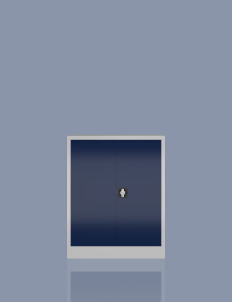 Produktbild ClassiX Flügeltürenschrank, 1000 x 800 x 380 mm, lichtgrau/enzianblau bild 4