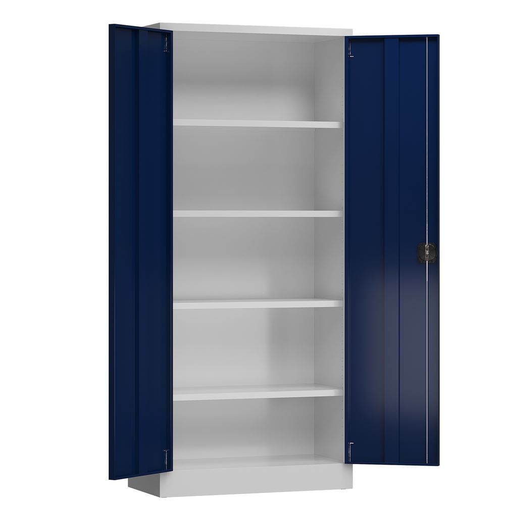 Produktbild ClassiX Flügeltürenschrank, 1800 x 800 x 380 mm, lichtgrau/enzianblau bild 3
