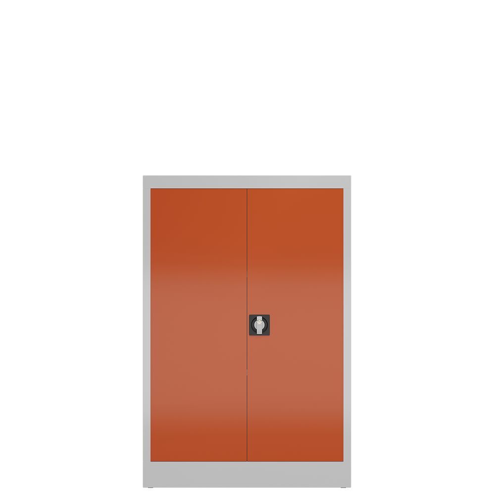 Produktbild ClassiX Flügeltürenschrank, 1200 x 800 x 380 mm, lichtgrau/feuerrot bild 2