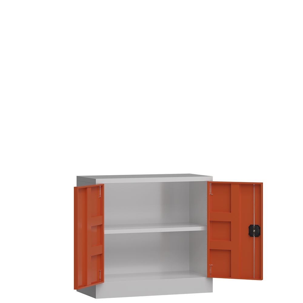 Produktbild ClassiX Flügeltürenschrank, 750 x 800 x 380 mm, lichtgrau/feuerrot bild 2