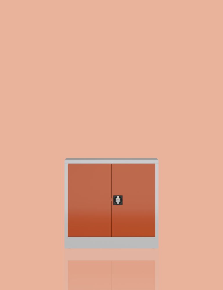 Produktbild ClassiX Flügeltürenschrank, 750 x 800 x 380 mm, lichtgrau/feuerrot bild 4