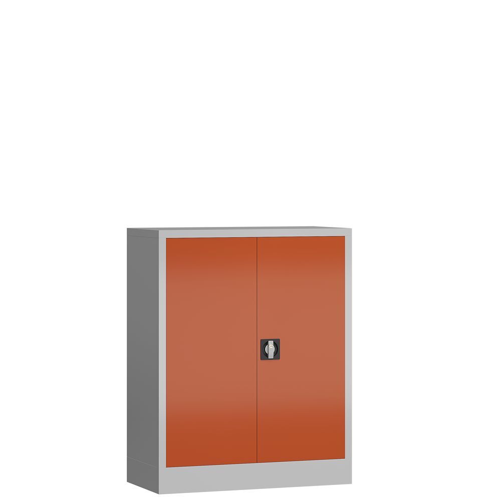 Produktbild Lüllmann ClassiX Flügeltürenschrank Aktenschrank 1000 x 800 x 380 mm lichtgrau feuerrot
