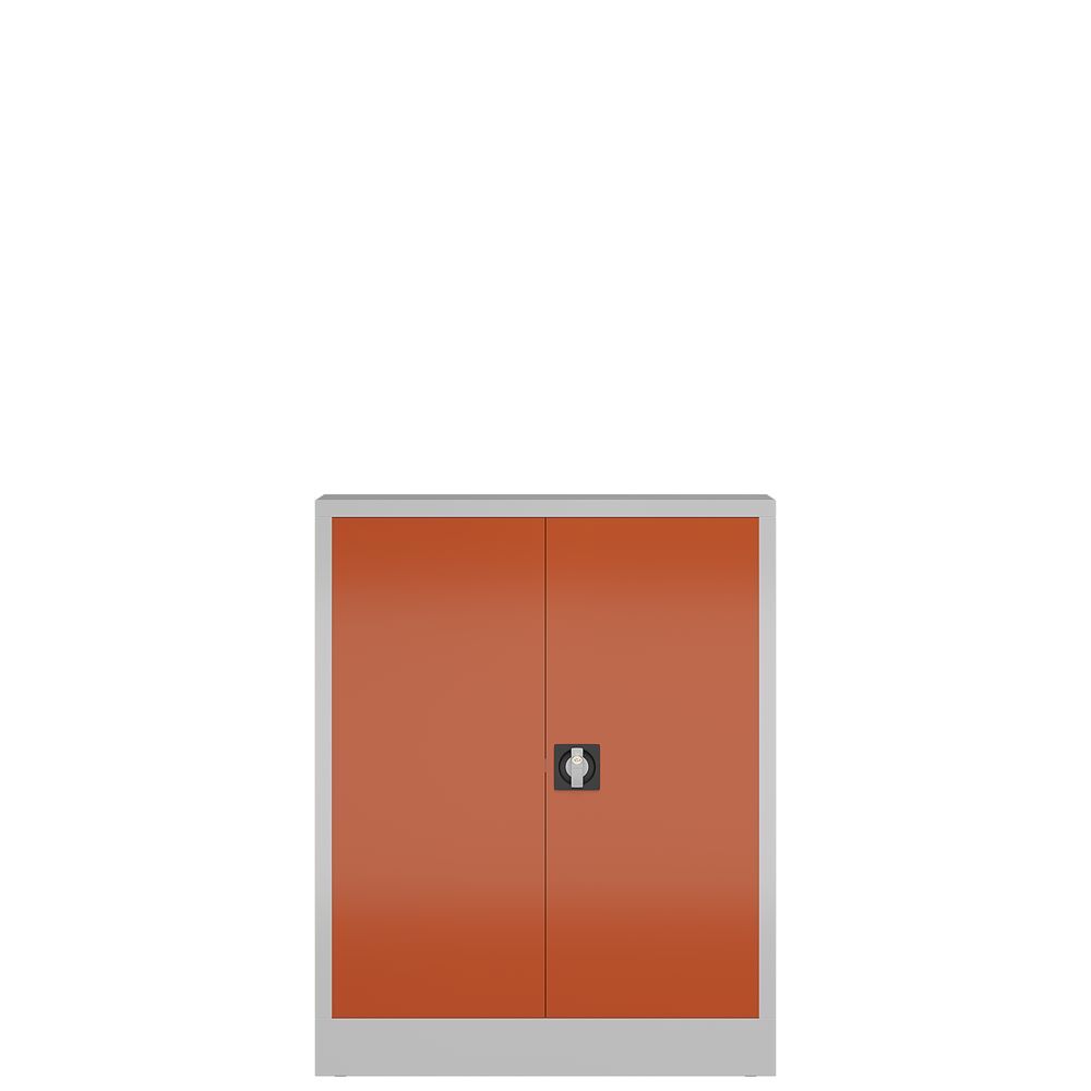 Produktbild ClassiX Flügeltürenschrank, 1000 x 800 x 380 mm, lichtgrau/feuerrot bild 3