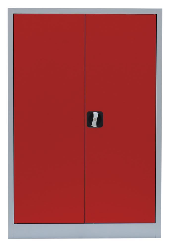 Produktbild ClassiX Flügeltürenschrank, 1200 x 920 x 420 mm, lichtgrau/feuerrot bild 5