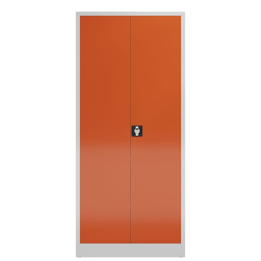 Produktbild ClassiX Flügeltürenschrank, 1800 x 800 x 380 mm, lichtgrau/feuerrot bild 2