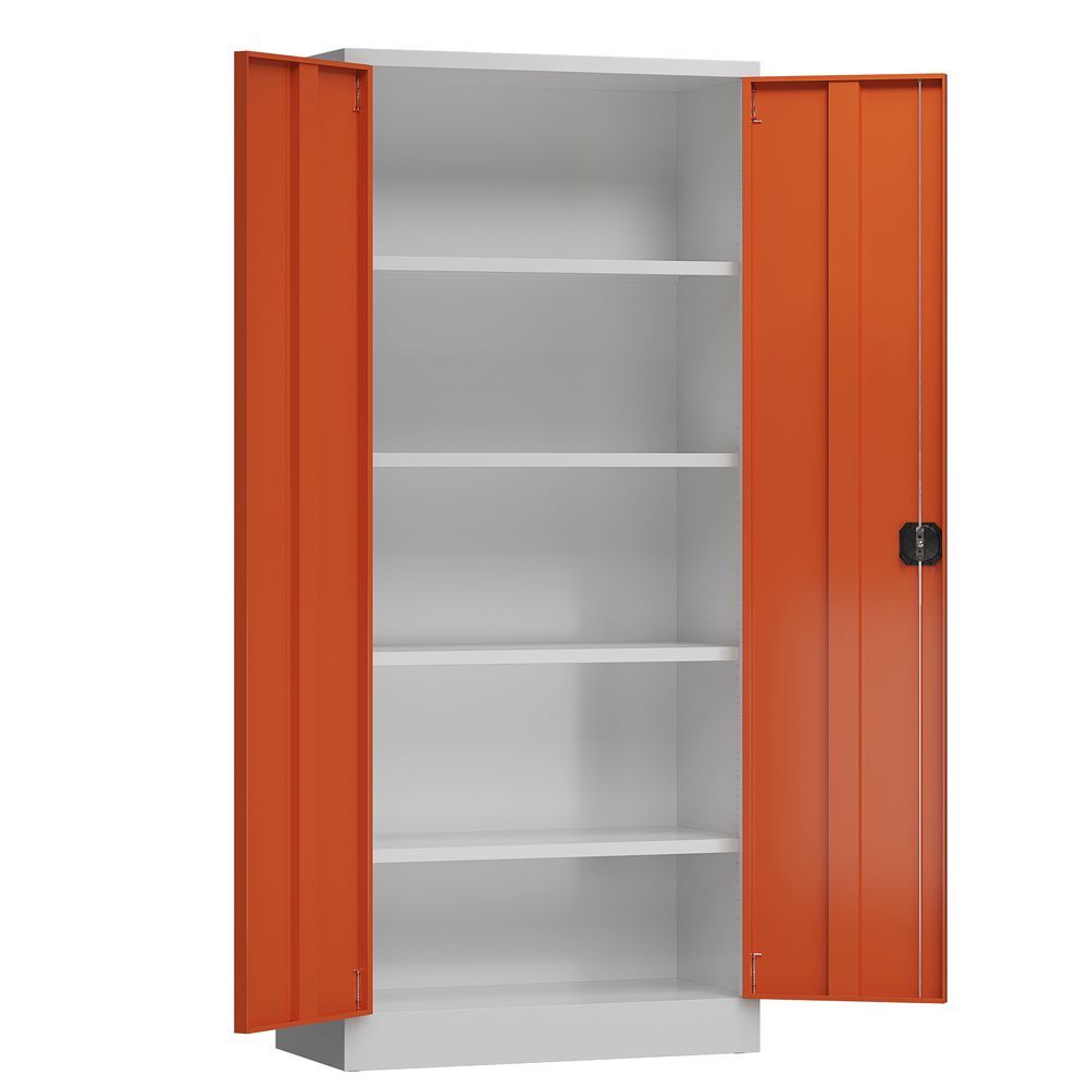 Produktbild ClassiX Flügeltürenschrank, 1800 x 800 x 380 mm, lichtgrau/feuerrot bild 3