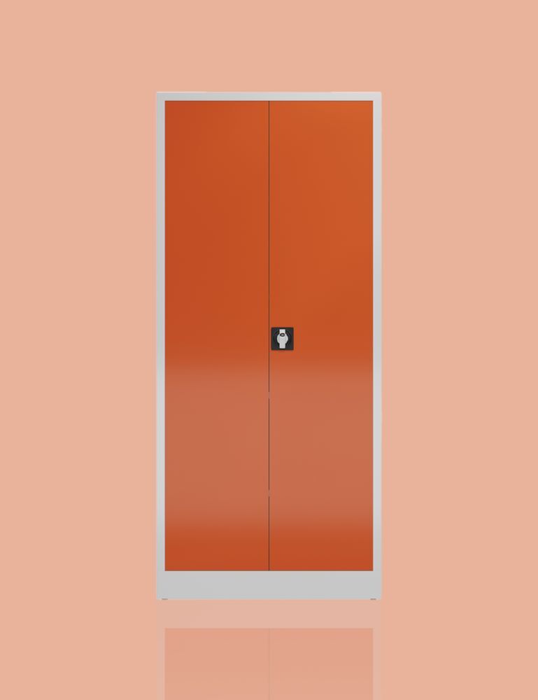 Produktbild ClassiX Flügeltürenschrank, 1800 x 800 x 380 mm, lichtgrau/feuerrot bild 4