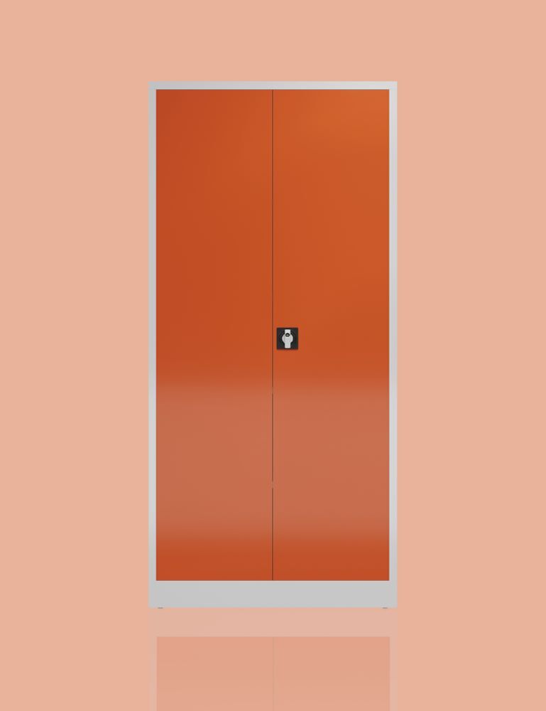 Produktbild ClassiX Flügeltürenschrank, 1945 x 920 x 420 mm, lichtgrau/feuerrot bild 4