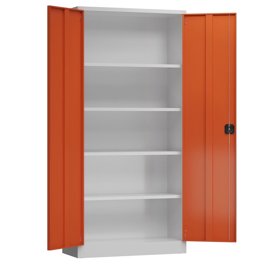 Produktbild ClassiX Flügeltürenschrank, 1945 x 920 x 600 mm, lichtgrau/feuerrot bild 3