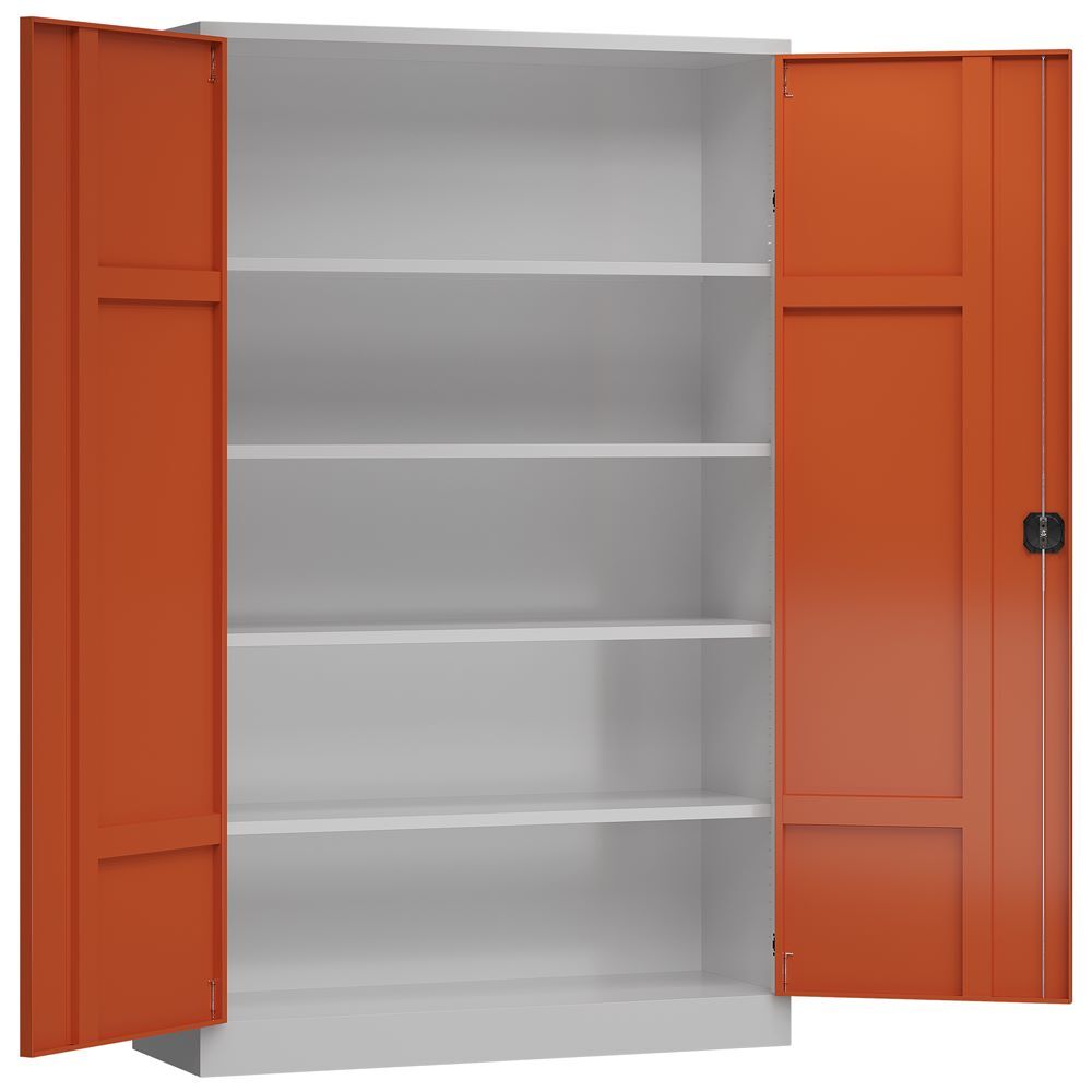 Produktbild ClassiX XL Flügeltürenschrank, 1945 x 1200 x 420 mm, lichtgrau/feuerrot bild 3