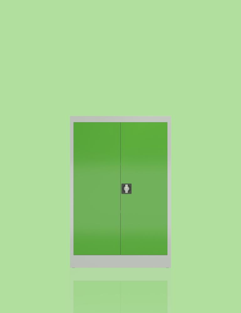 Produktbild ClassiX Flügeltürenschrank, 1200 x 800 x 380 mm, lichtgrau/gelbgrün bild 4