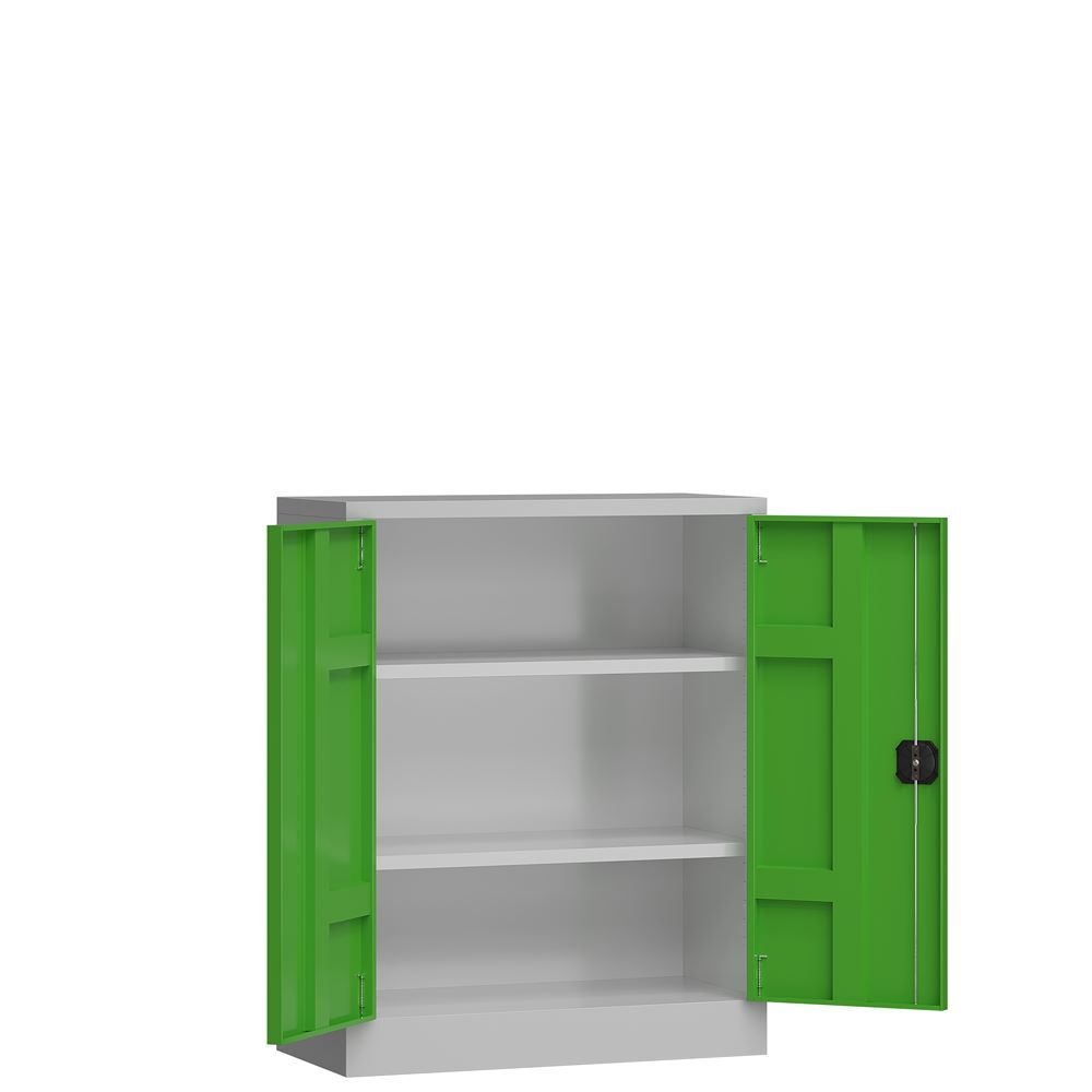 Produktbild ClassiX Flügeltürenschrank, 1000 x 800 x 380 mm, lichtgrau/gelbgrün bild 2