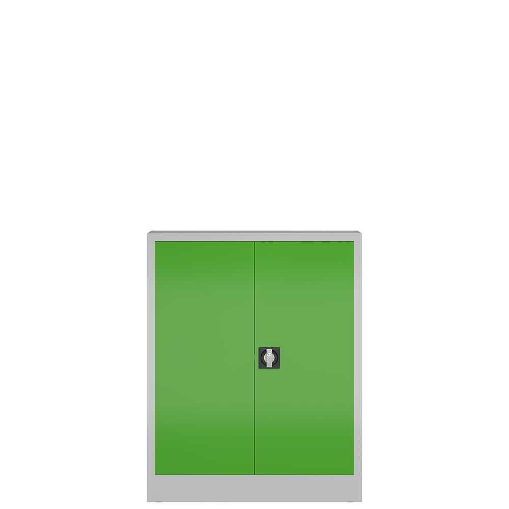 Produktbild ClassiX Flügeltürenschrank, 1000 x 800 x 380 mm, lichtgrau/gelbgrün bild 3