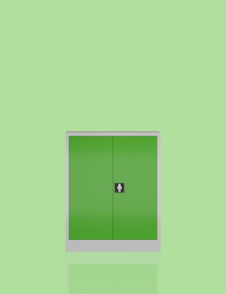 Produktbild ClassiX Flügeltürenschrank, 1000 x 800 x 380 mm, lichtgrau/gelbgrün bild 4