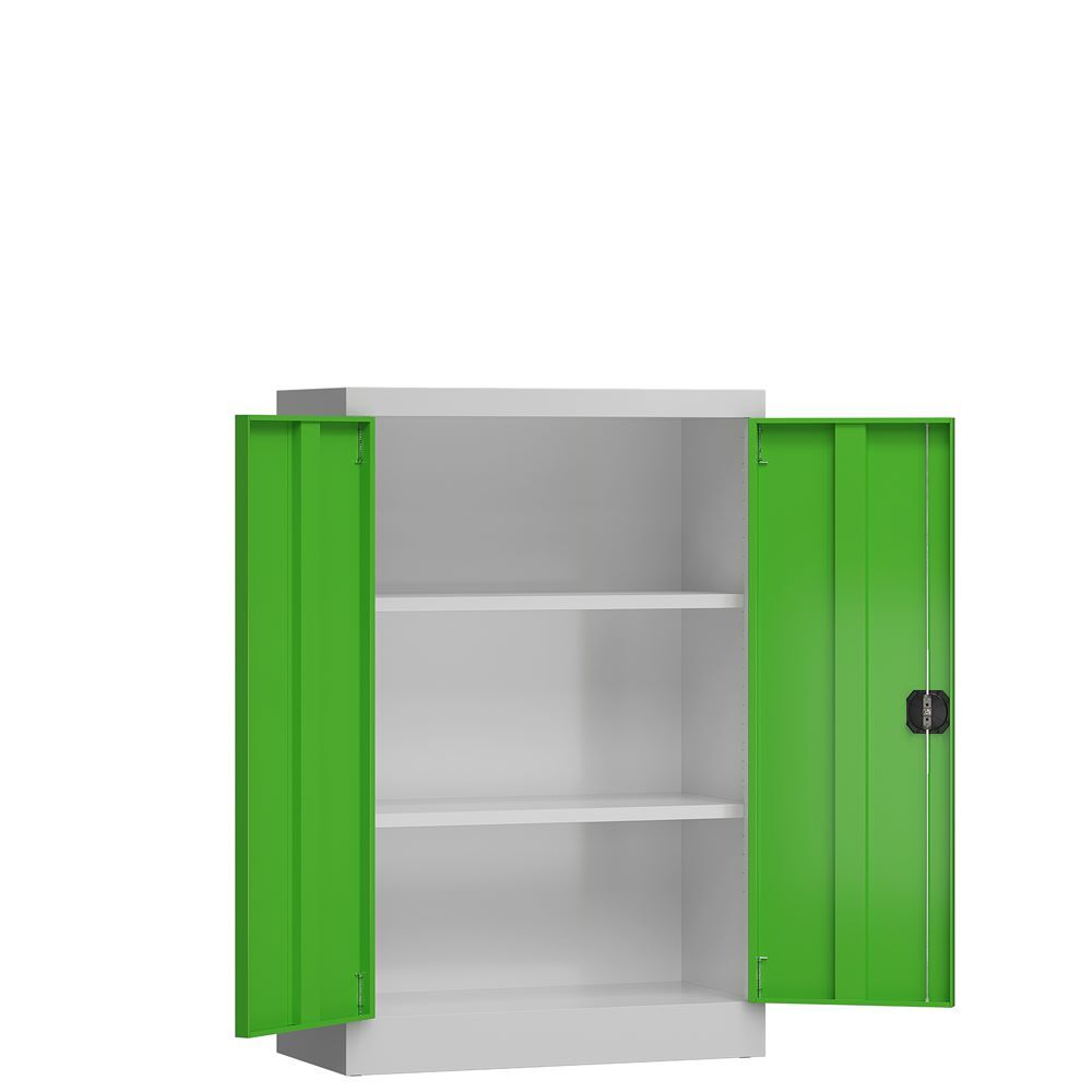 Produktbild ClassiX Flügeltürenschrank, 1200 x 920 x 420 mm, lichtgrau/gelbgrün bild 2