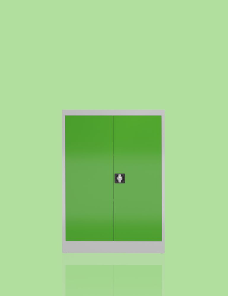Produktbild ClassiX Flügeltürenschrank, 1200 x 920 x 420 mm, lichtgrau/gelbgrün bild 4
