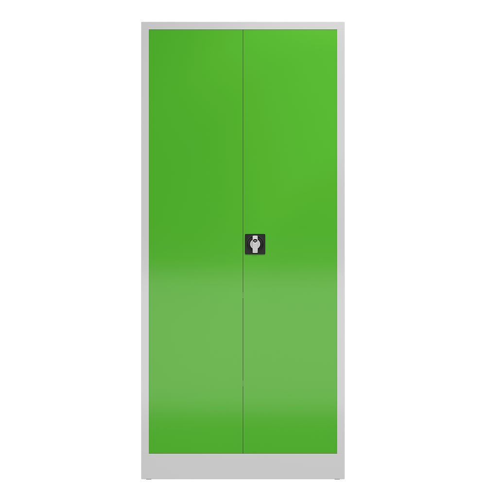 Produktbild ClassiX Flügeltürenschrank, 1800 x 800 x 380 mm, lichtgrau/gelbgrün bild 2