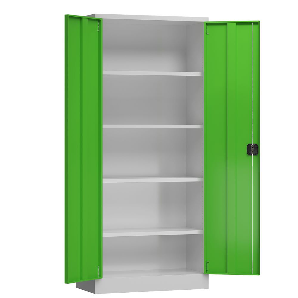 Produktbild ClassiX Flügeltürenschrank, 1800 x 800 x 380 mm, lichtgrau/gelbgrün bild 3