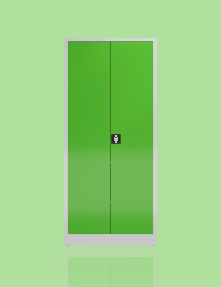 Produktbild ClassiX Flügeltürenschrank, 1800 x 800 x 380 mm, lichtgrau/gelbgrün bild 4