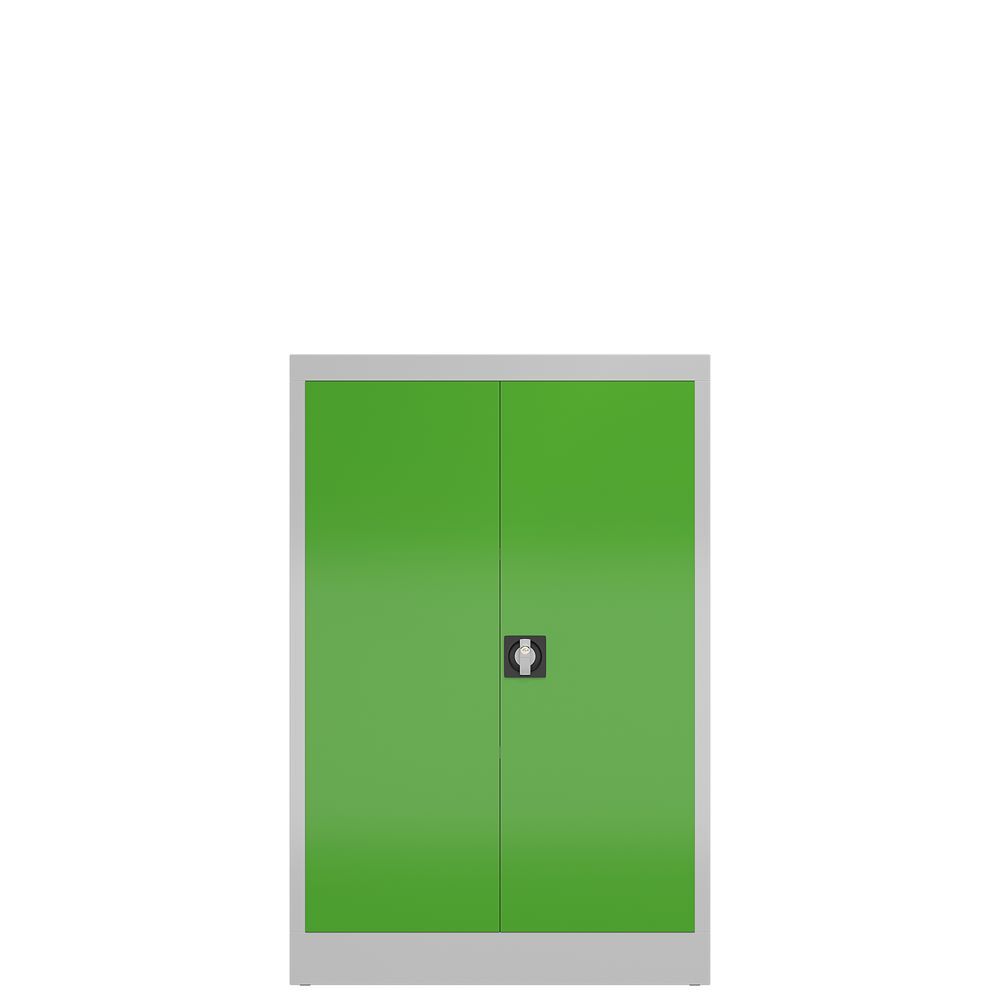 Produktbild ClassiX Flügeltürenschrank, 1200 x 800 x 380 mm, lichtgrau/gelbgrün bild 2