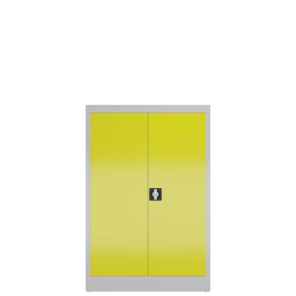 Produktbild ClassiX Flügeltürenschrank, 1200 x 800 x 380 mm, lichtgrau/zinkgelb bild 2