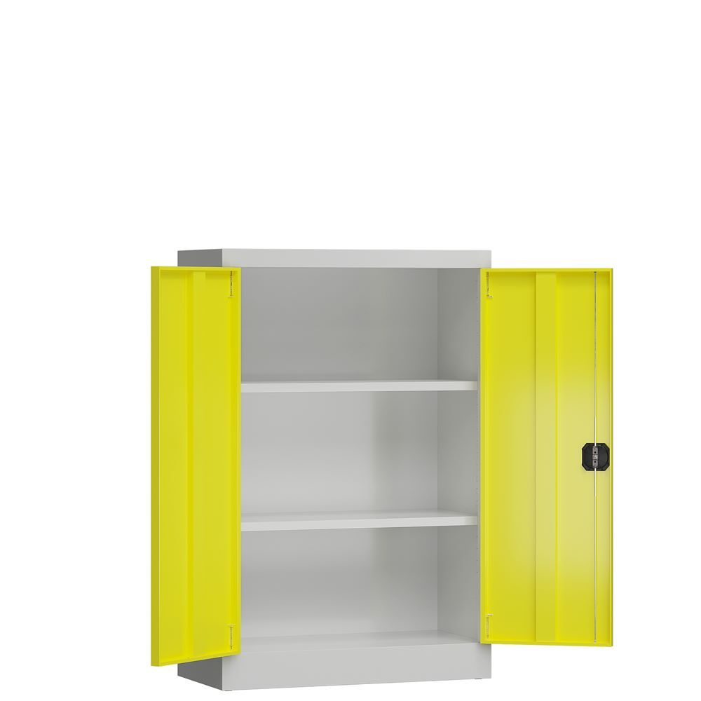 Produktbild ClassiX Flügeltürenschrank, 1200 x 800 x 380 mm, lichtgrau/zinkgelb bild 3