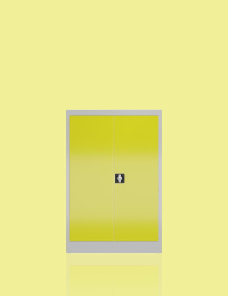 Produktbild ClassiX Flügeltürenschrank, 1200 x 800 x 380 mm, lichtgrau/zinkgelb bild 4