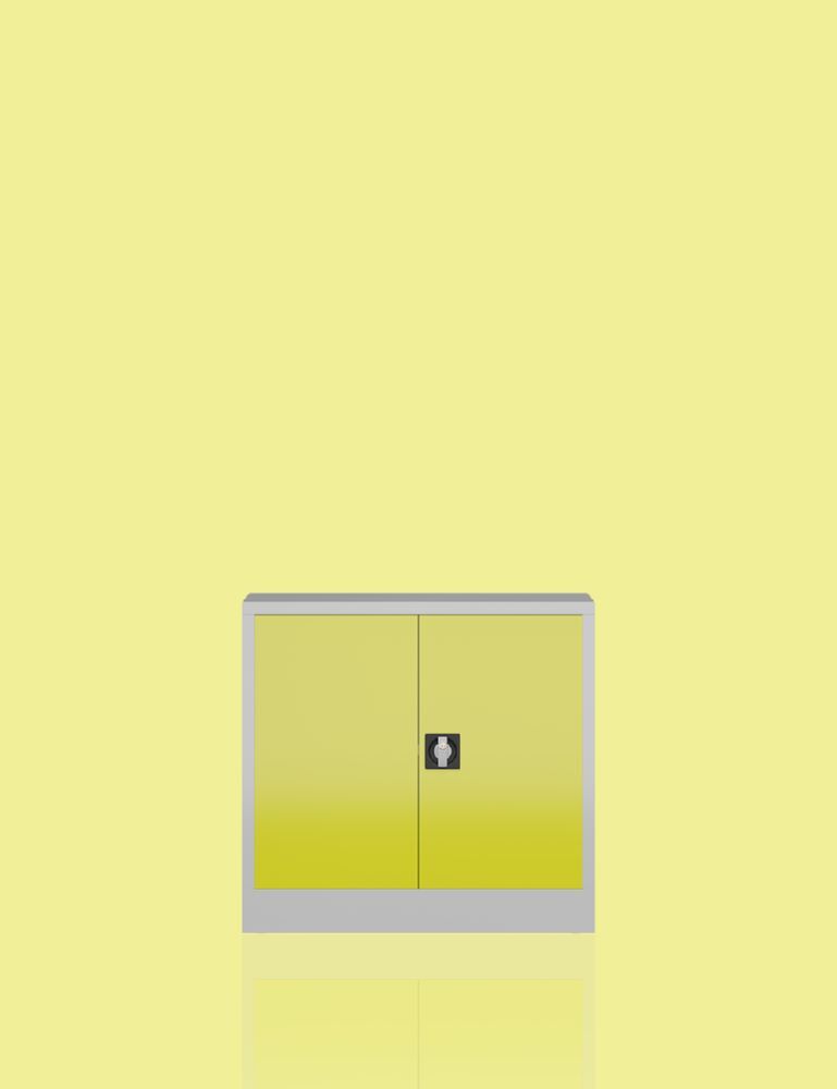 Produktbild ClassiX Flügeltürenschrank, 750 x 800 x 380 mm, lichtgrau/zinkgelb bild 4