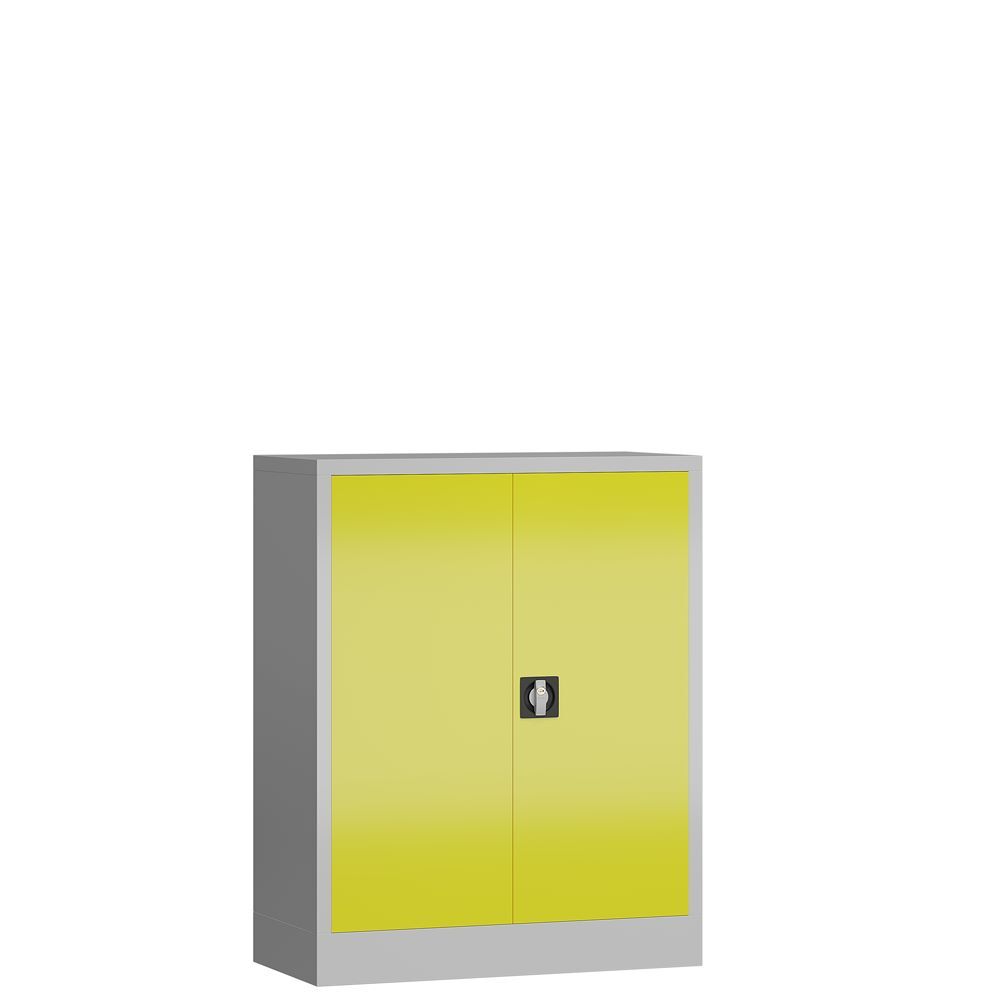 Produktbild Lüllmann ClassiX Flügeltürenschrank Aktenschrank 1000 x 800 x 380 mm lichtgrau zinkgelb