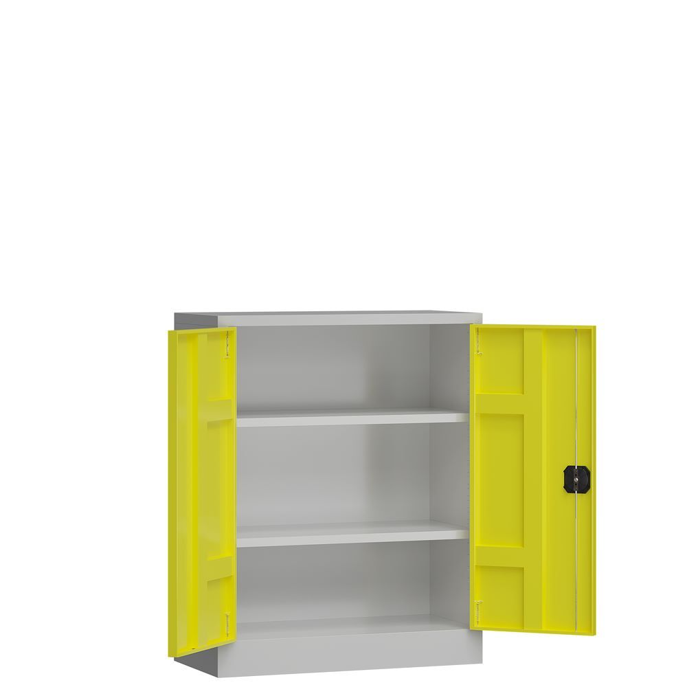 Produktbild ClassiX Flügeltürenschrank, 1000 x 800 x 380 mm, lichtgrau/zinkgelb bild 2