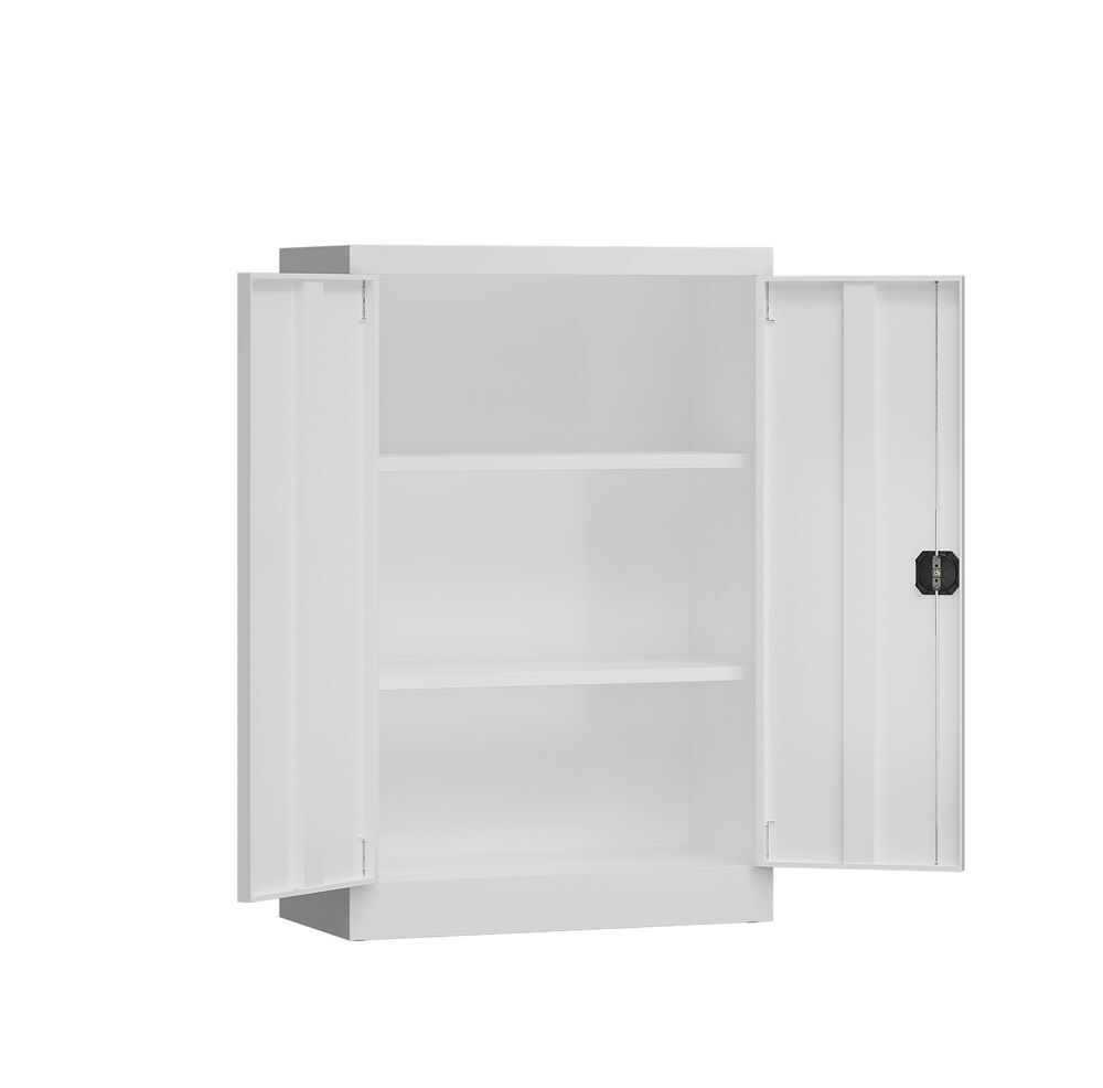 Produktbild ClassiX Flügeltürenschrank, 1200 x 920 x 420 mm, lichtgrau/zinkgelb bild 2