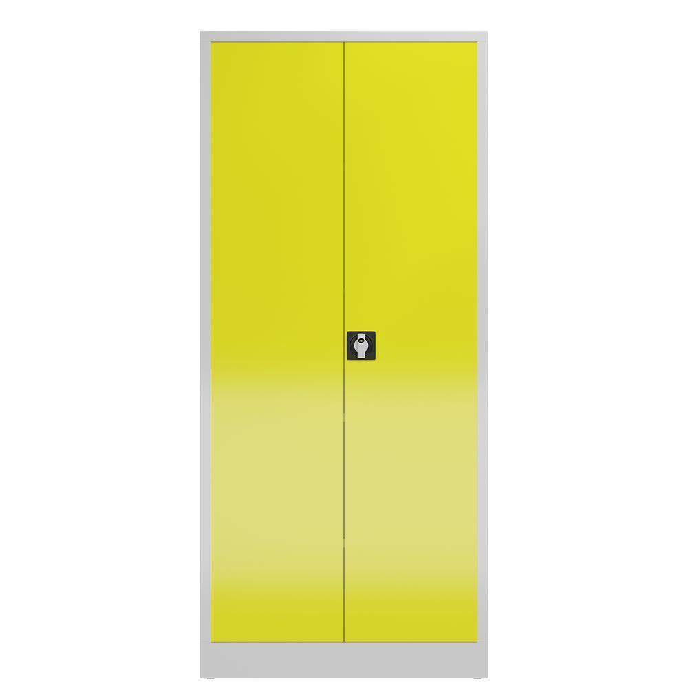 Produktbild ClassiX Flügeltürenschrank, 1800 x 800 x 380 mm, lichtgrau/zinkgelb bild 2