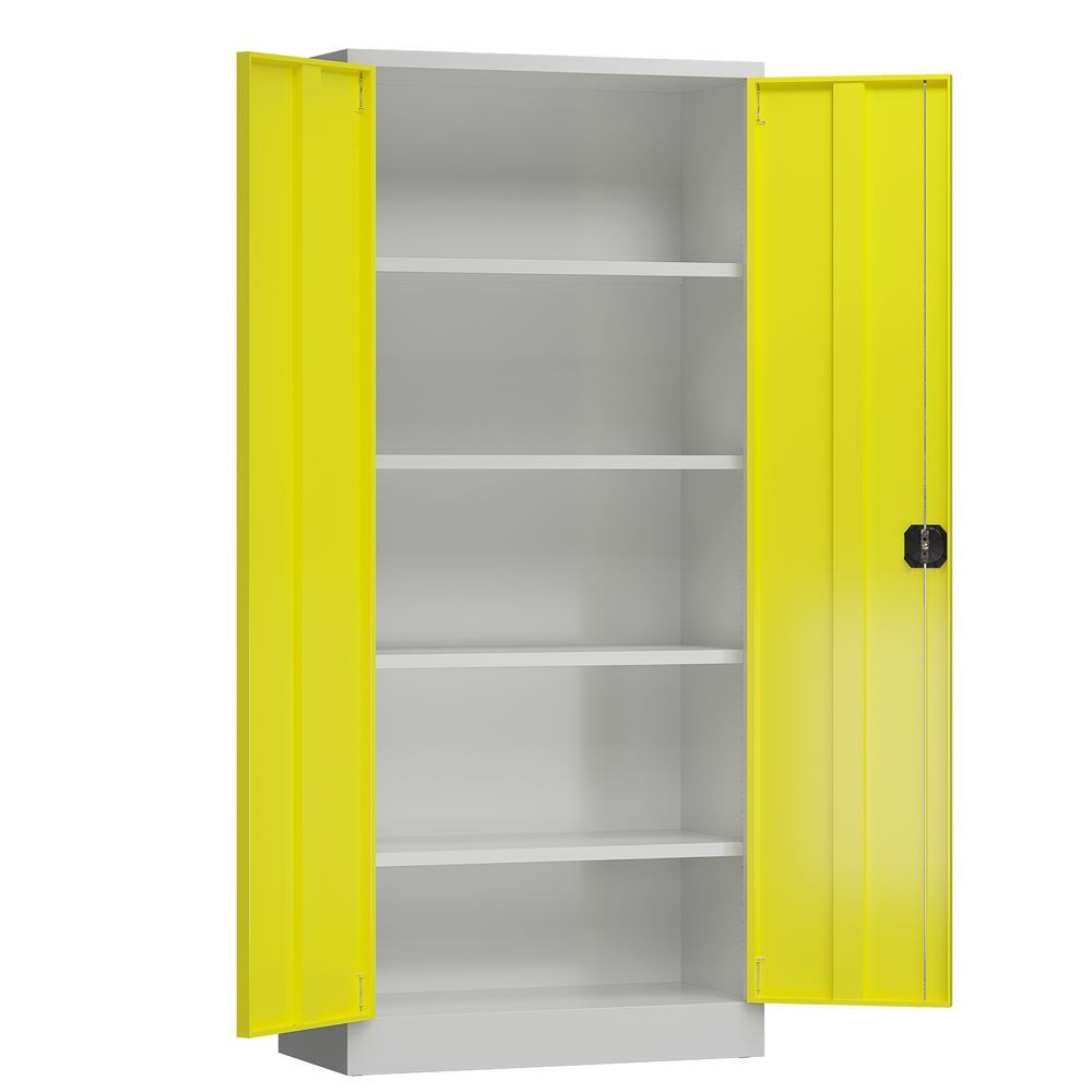 Produktbild ClassiX Flügeltürenschrank, 1800 x 800 x 380 mm, lichtgrau/zinkgelb bild 3