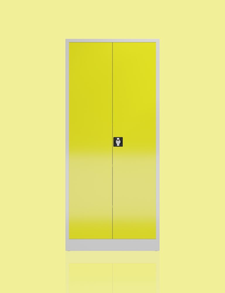 Produktbild ClassiX Flügeltürenschrank, 1800 x 800 x 380 mm, lichtgrau/zinkgelb bild 4
