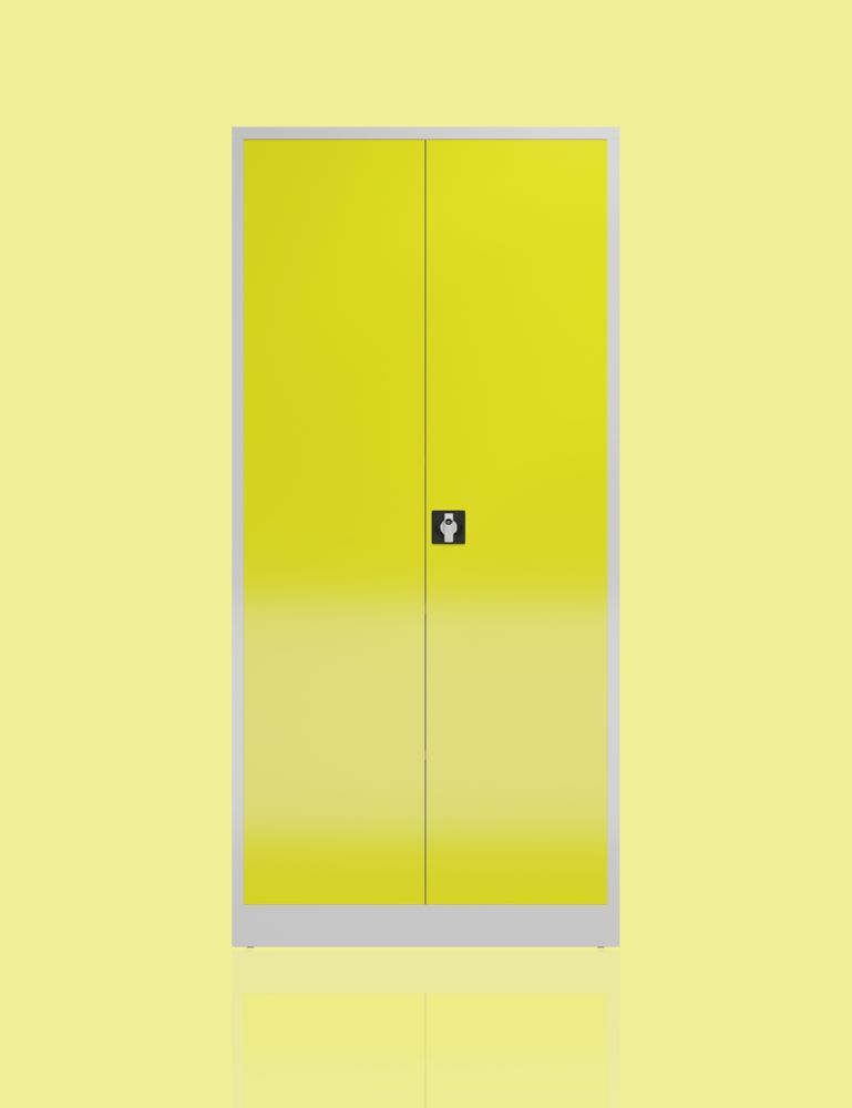 Produktbild ClassiX Flügeltürenschrank, 1945 x 920 x 600 mm, lichtgrau/zinkgelb bild 4