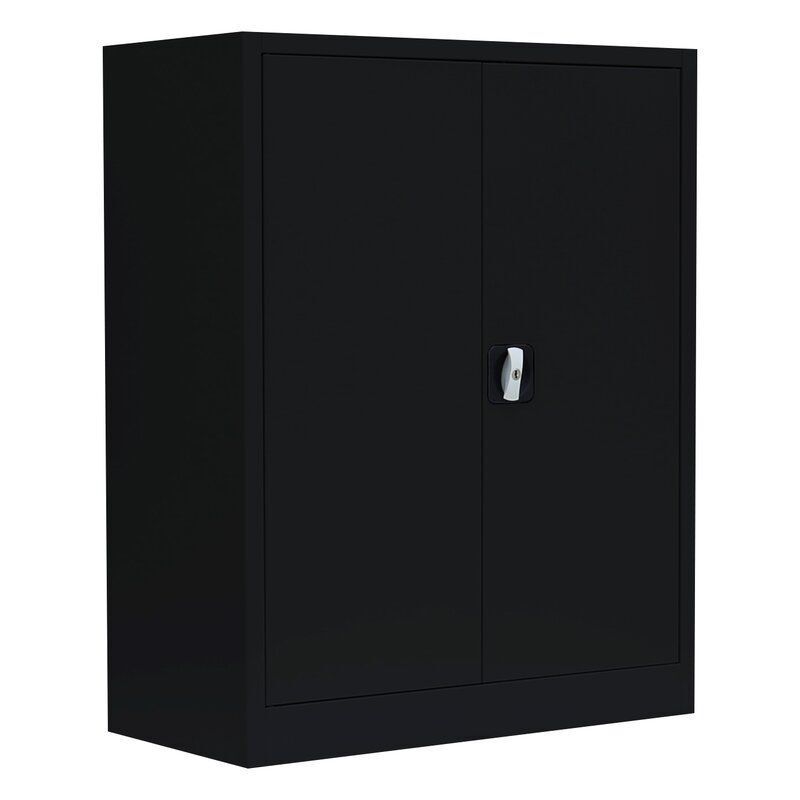 Produktbild ClassiX Flügeltürenschrank, 1000 x 800 x 380 mm, tiefschwarz bild 4