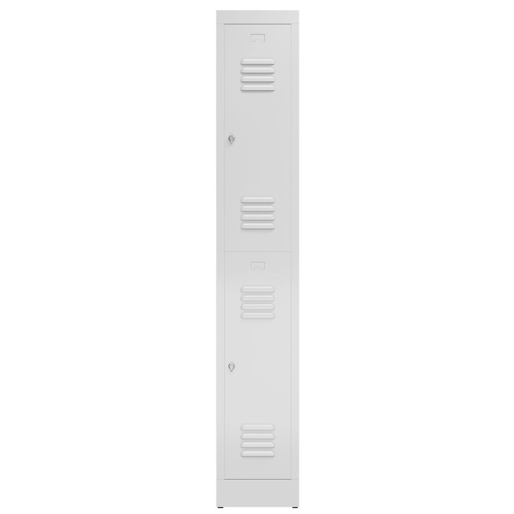 Produktbild ClassiX Garderobenschrank, 1 Abteil doppelstöckig, 1800 x 310 x 500 mm, lichtgra bild 2