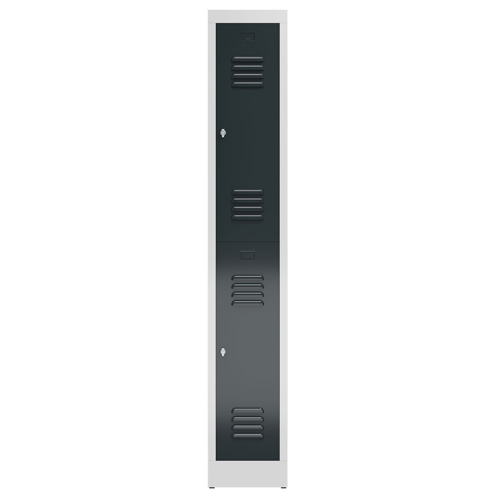 Produktbild ClassiX Garderobenschrank, 1 Abteil doppelstöckig, 1800 x 310 x 500 mm, lichtgra bild 2