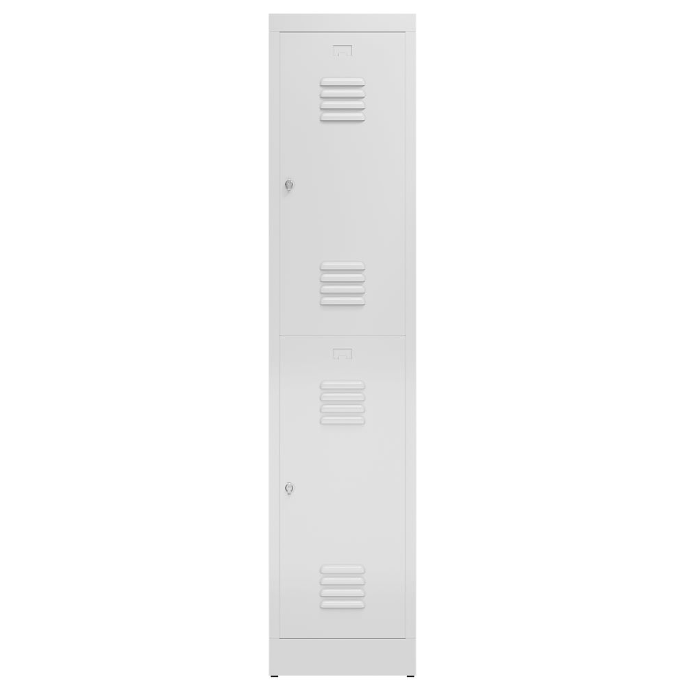 Produktbild ClassiX Garderobenschrank, 1 Abteil doppelstöckig, 1800 x 415 x 500 mm, lichtgra bild 2