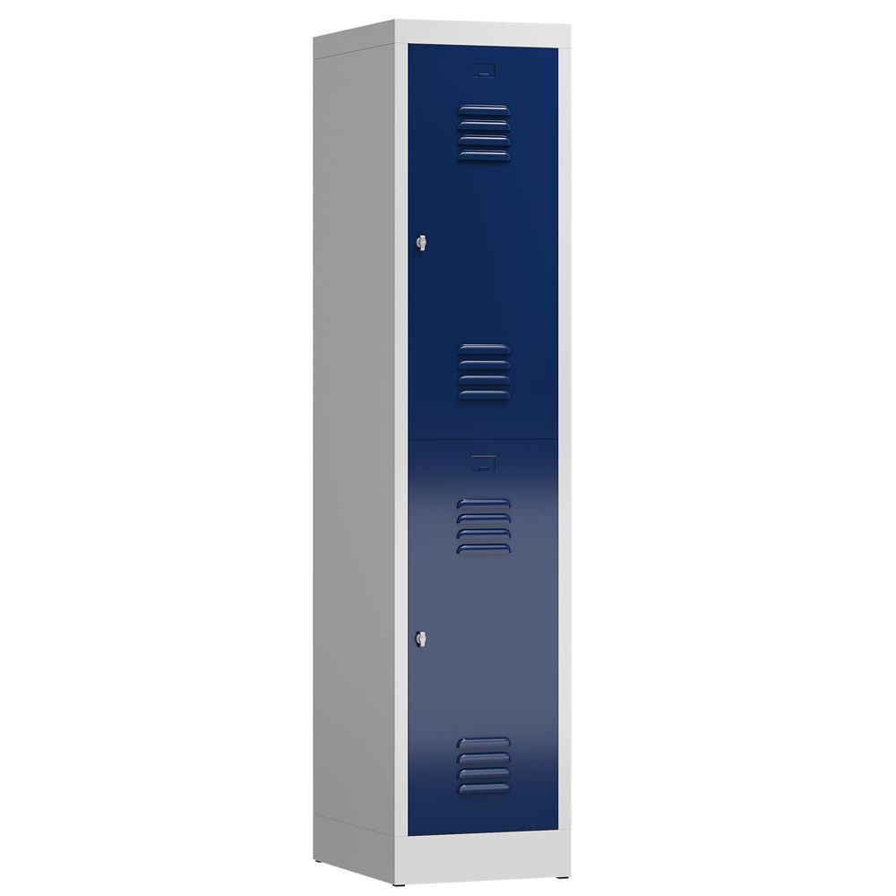 Produktbild ClassiX Garderobenschrank, 1 Abteil doppelstöckig, 1800 x 415 x 500 mm, lichtgra bild 2