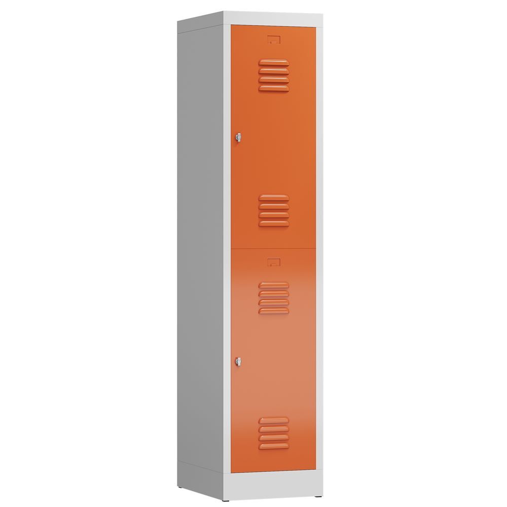 Produktbild Lüllmann ClassiX Garderobenschrank Fächerschrank 1 Abteil H 1800 mm lichtgrau feuerrot