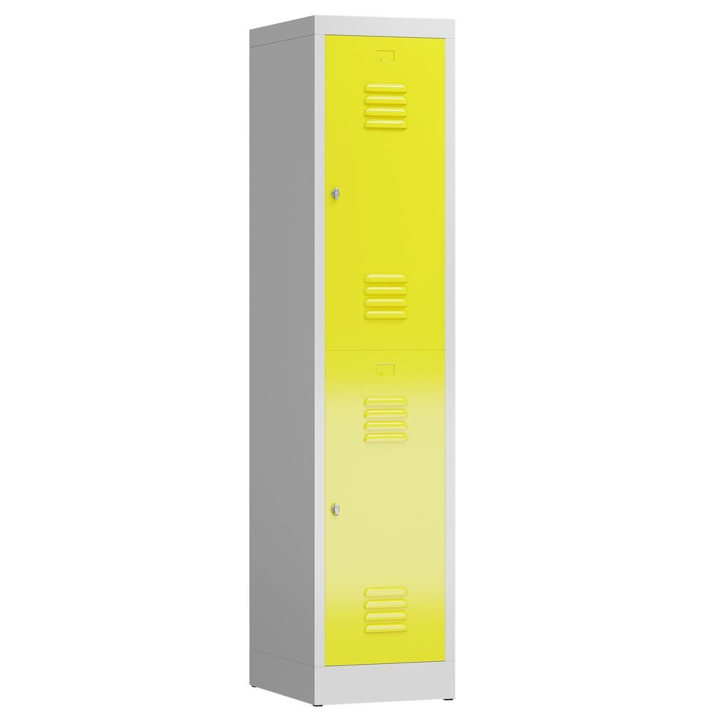 Produktbild Lüllmann ClassiX Garderobenschrank Fächerschrank 1 Abteil H 1800 mm lichtgrau zinkgelb